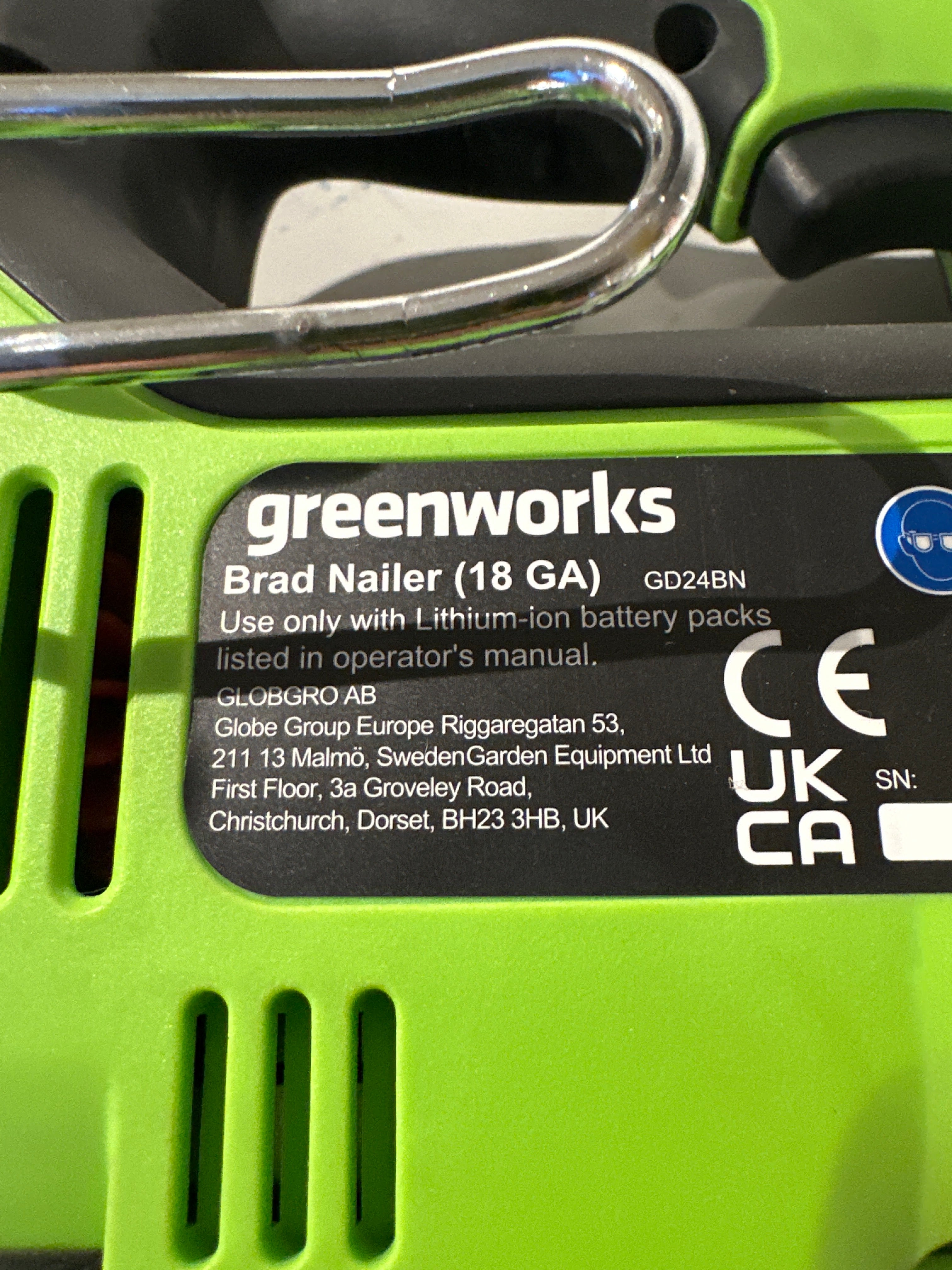 Greenworks Brad Nailer 18GA – Batteridriven Dyckertpistol
