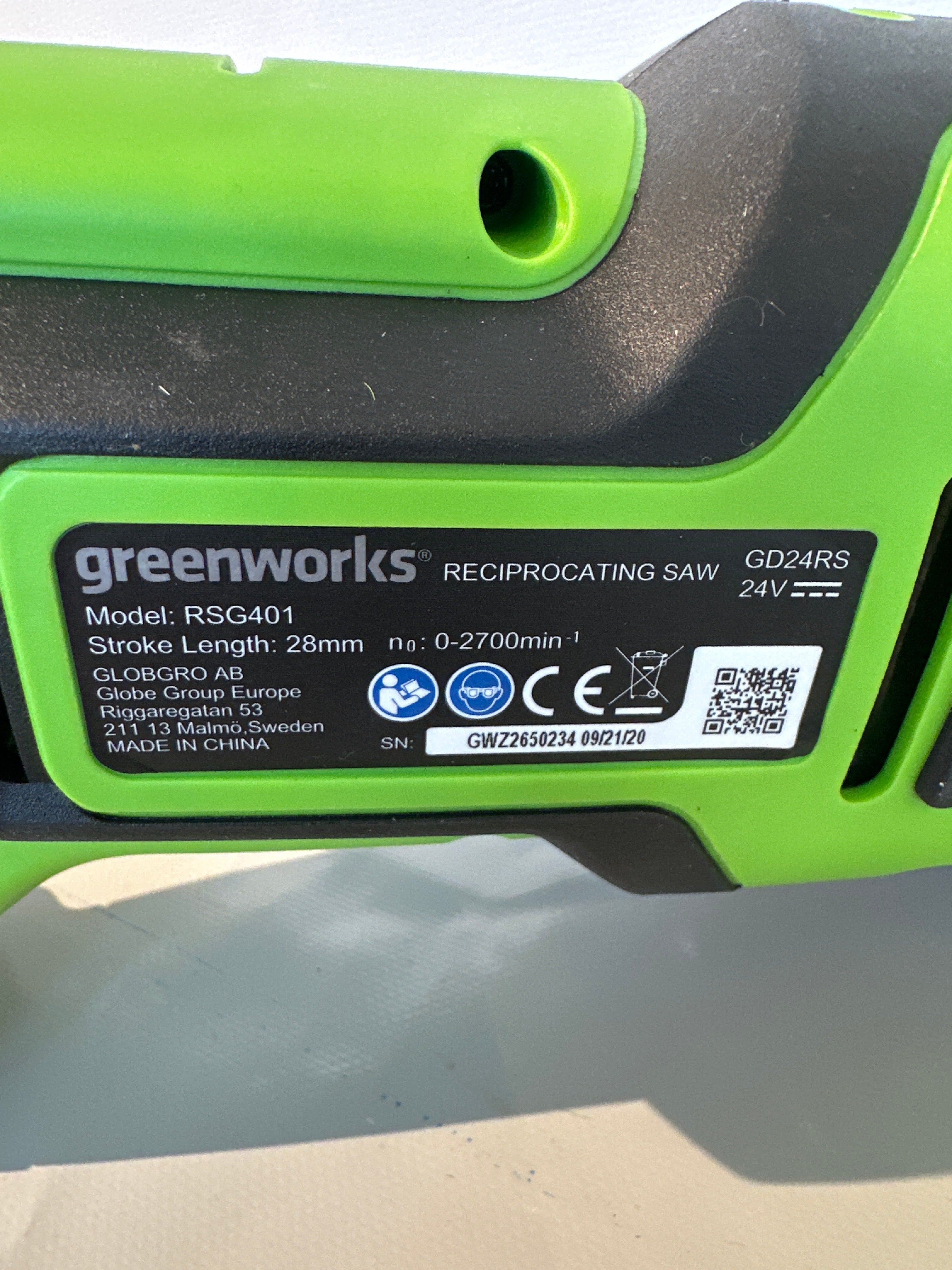 Greenworks Tigersåg 24V – Reciprocating Saw